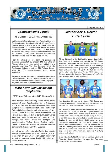 Ausgabe 7 - Fussballabteilung TSG Dissen