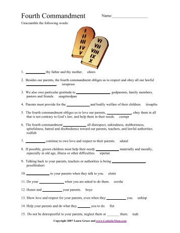 Fourth Commandment Word Jumble - Catholic Mom