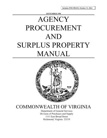 agency procurement and surplus property manual - Eva.virginia.gov