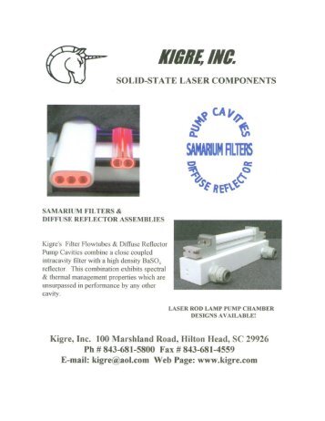Pump Cavity Reflector Assemblies - Kigre, Inc.