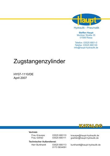 Zugstangenzylinder 2H - Steffen Haupt - Hydraulik und Pneumatik