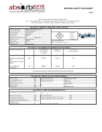 MSDS - Zorb Plus Premium Crystals - Absorbent Products Ltd