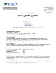 Econometric Methods I AEB 7571 - Food and Resource Economics ...