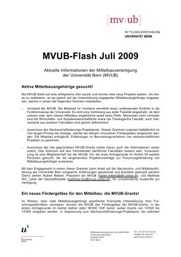 Flash, 07/2009 (pdf, 100KB) - Mittelbauvereinigung - UniversitÃ¤t Bern