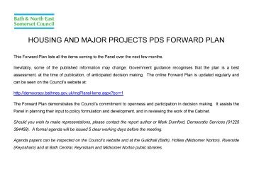 housing and major projects pds forward plan - Bath and North East ...