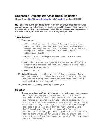 Oedipus the King: Tragic Elements? - Harvey.binghamton.edu