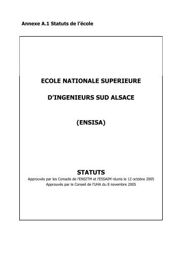 ecole nationale superieure d'ingenieurs sud alsace (ensisa) statuts