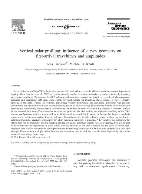 Vertical radar profiling - CGISS - Boise State University