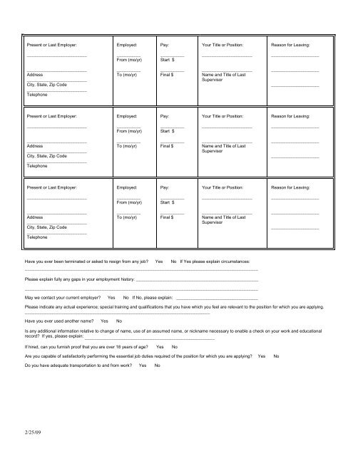 APPLICATION FOR EMPLOYMENT - Seabulk Towing, Inc.