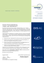 Partner Personalabteilung - Management Meetings