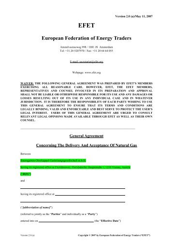 EFET European Federation of Energy Traders - BOG GmbH