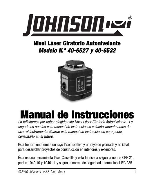 Manual de Instrucciones - Johnson Level