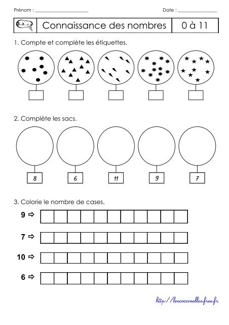 Connaissance des nombres 0 Ã 11 - Les coccinelles