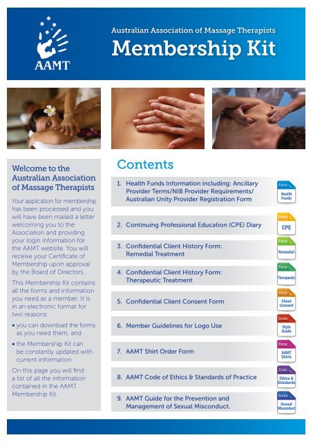 Membership Kit Aamt Australian Association Of Massage - 