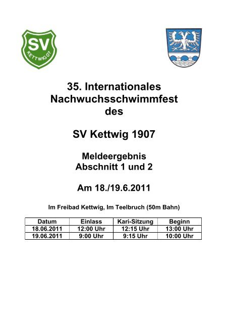 Meldeergebnis 2011 - Schwimmverein Kettwig 07 e.V.