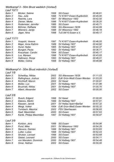 Meldeergebnis 2011 - Schwimmverein Kettwig 07 e.V.