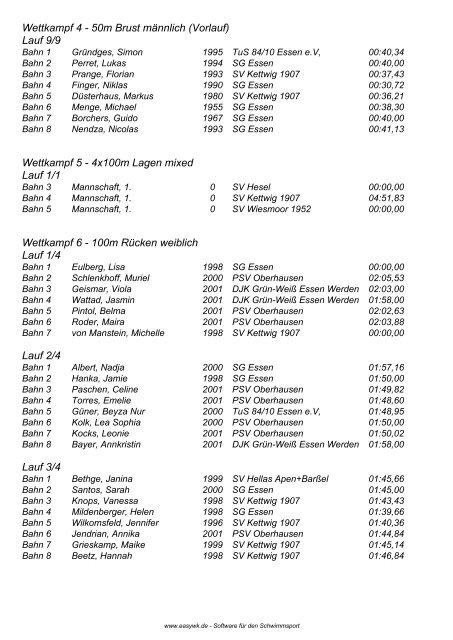 Meldeergebnis 2011 - Schwimmverein Kettwig 07 e.V.