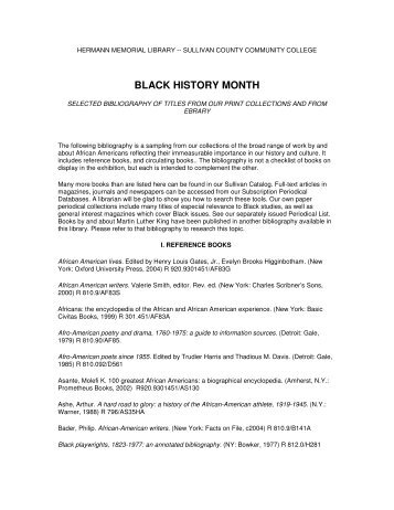 BLACK HISTORY MONTH - Sullivan County Community College