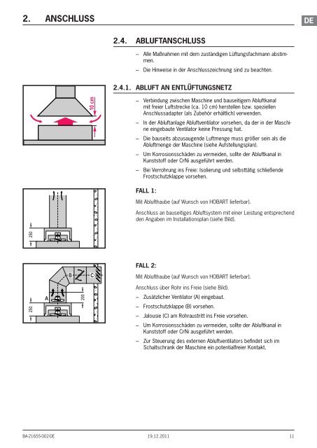 Geschirrspülmaschinen installations- und ... - HOBART GmbH