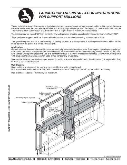 fabrication and installation instructions for support mullions - NCA ...