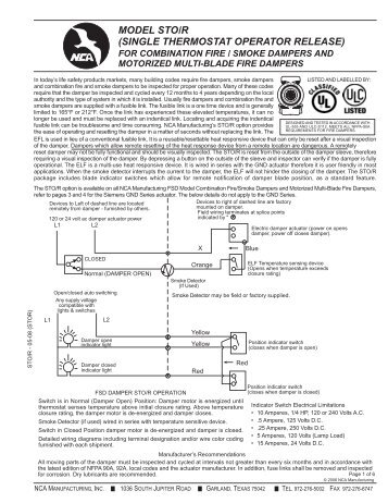 model sto/r (single thermostat operator release) - NCA Manufacturing