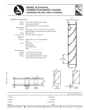 model sld-4-45-gl formed stationary louver - NCA Manufacturing