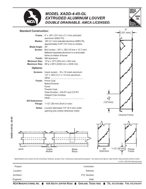 XADD-4-45-GL - NCA Manufacturing