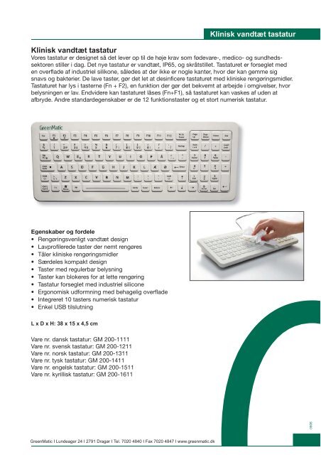 Klinisk vandtæt tastatur Klinisk vandtæt tastatur - GreenPro.com ...