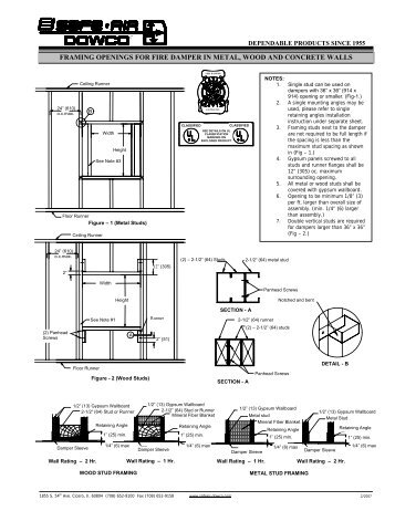 Framing openings for fire damper in metal, wood - Safe-Air Dowco