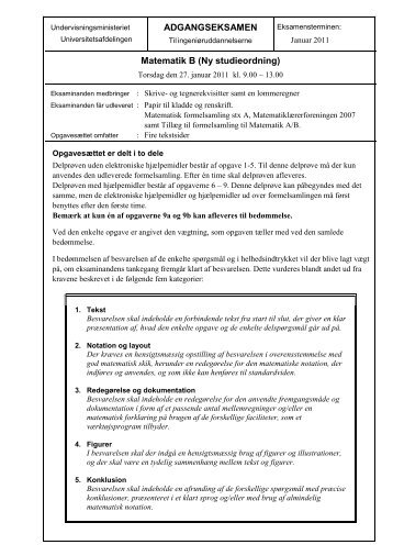 ADGANGSEKSAMEN Matematik B (Ny studieordning)