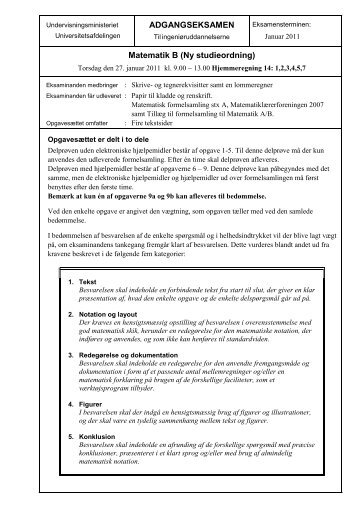 ADGANGSEKSAMEN Matematik B (Ny studieordning)