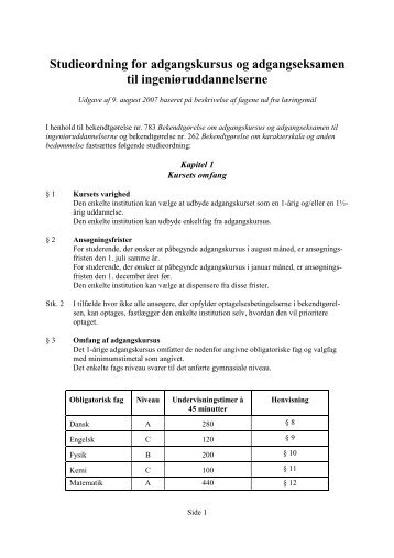 Studieordning for Adgangskursus - Aalborg Universitet