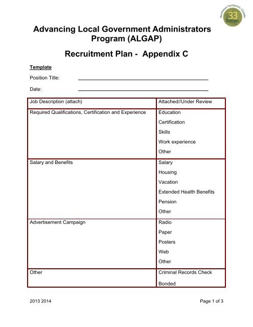 (ALGAP) Recruitment Plan - Appendix C - 33 Strong