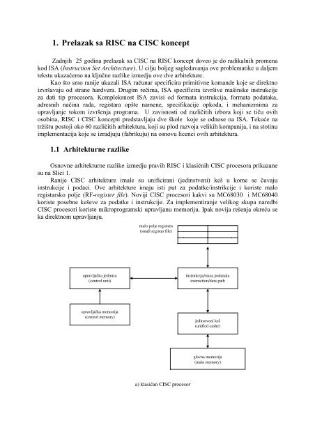 1. Prelazak sa RISC na CISC koncept