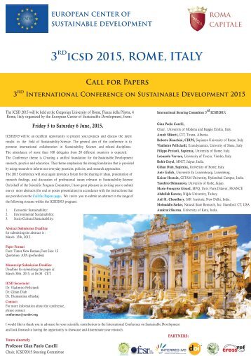 3rd ICSD 2015, 5-6 June 2015, Rome, Italy