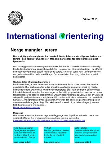 International Orientering, vinter 2013 - Danmarks LÃ¦rerforening