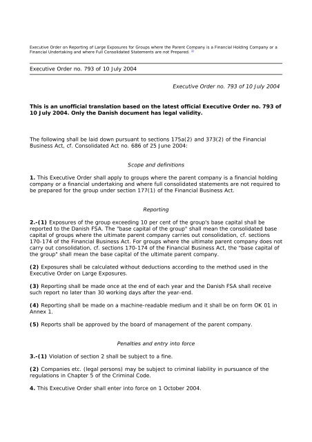 Executive Order no. 793 of 10 July 2004 Executive Order no. 793 of ...