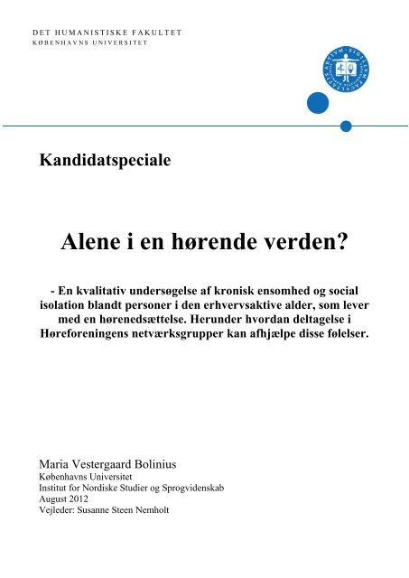 Specialet kan downloades her (pdf-fil 1MB). - HÃ¸reforeningen