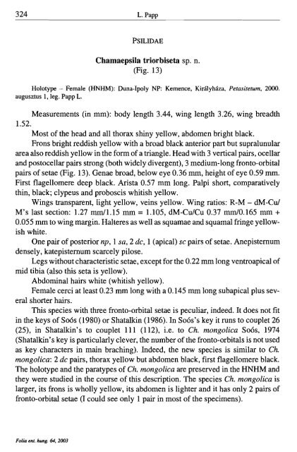 FOLIA ENTOMOLOGICA HUNGARICA - Online Identification Keys