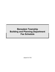 Bensalem Township Building and Planning Department Fee Schedule