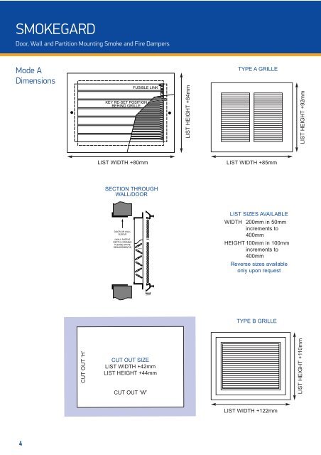 Specifications - Gilberts (Blackpool)