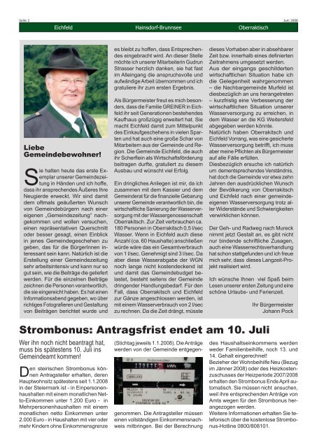 Gemeindezeitung 2008 Ausgabe 01 - Eichfeld