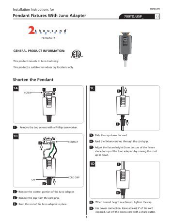 Pendant Fixtures With Juno Adapter - Tech Lighting