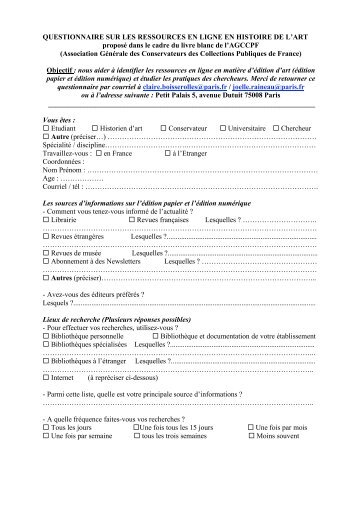 QUESTIONNAIRE SUR LES RESSOURCES EN LIGNE ... - GHAMU