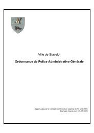 Ville de Stavelot Ordonnance de Police Administrative GÃ©nÃ©rale
