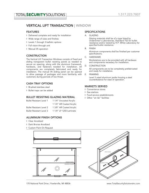 Vertical Slider Data Sheet - TSS Bulletproof