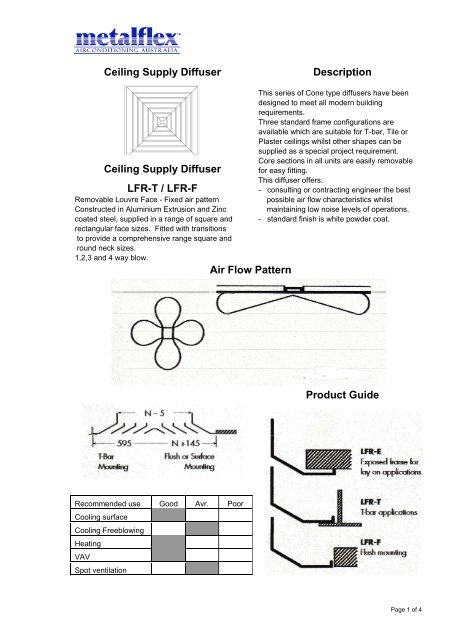 Ceiling Supply Diffuser Metalflex