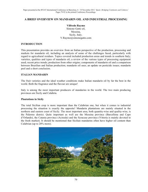 a brief overview on mandarin oil and industrial processing - IFEAT