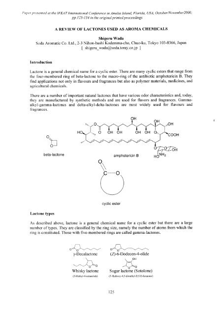 AROMA CHEMICALS : - IFEAT