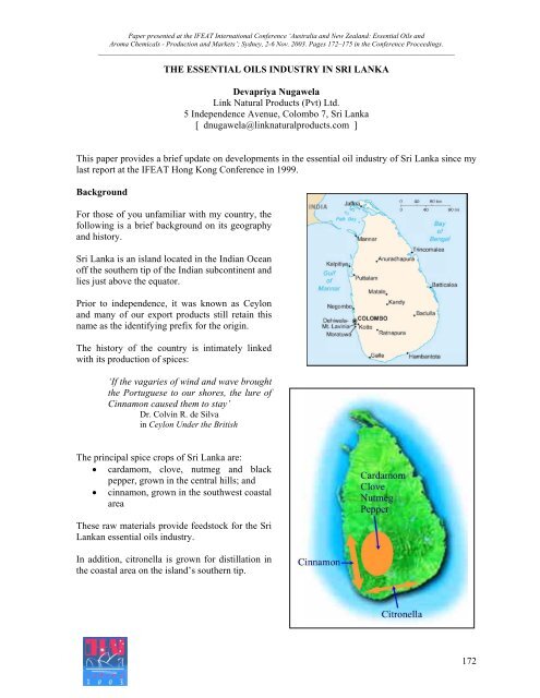 THE ESSENTIAL OILS INDUSTRY IN SRI LANKA Devapriya ... - IFEAT